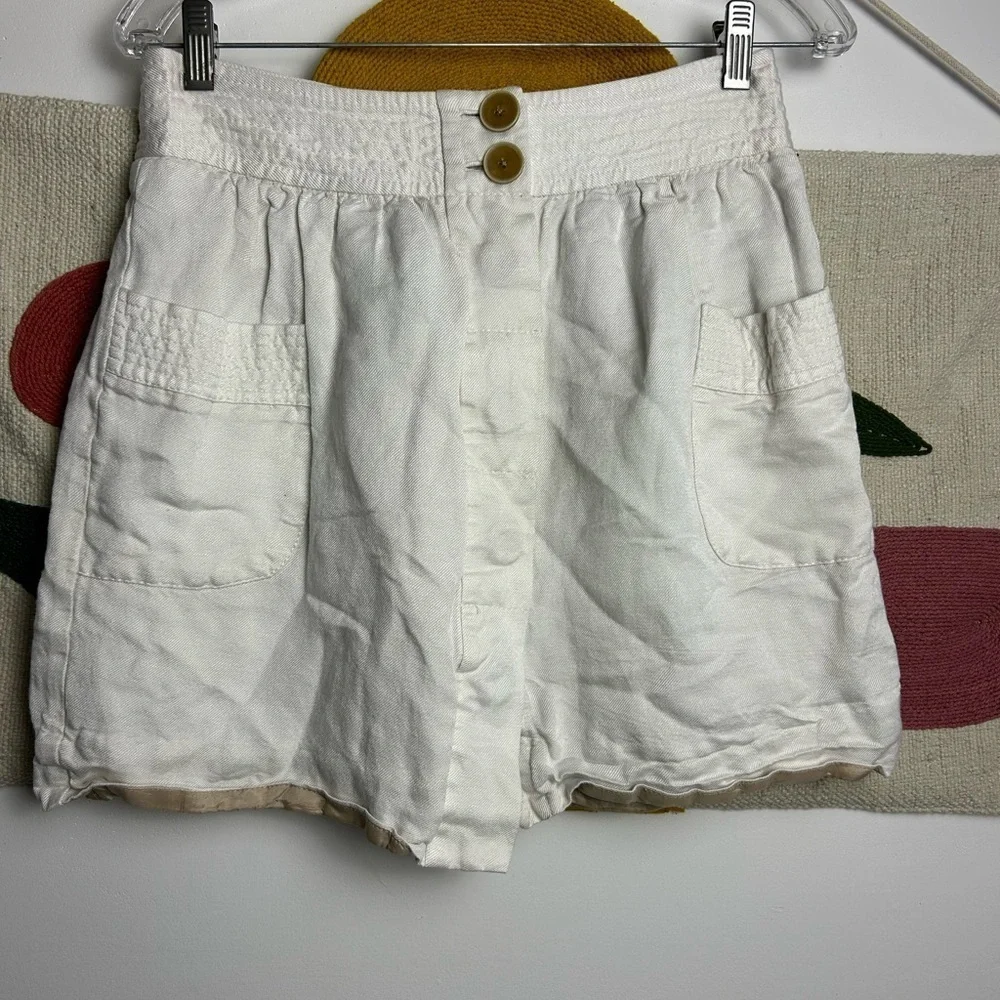 Y2K‎ J.crew White cream Linen Blend Magnet button down Skirt size 4 old money